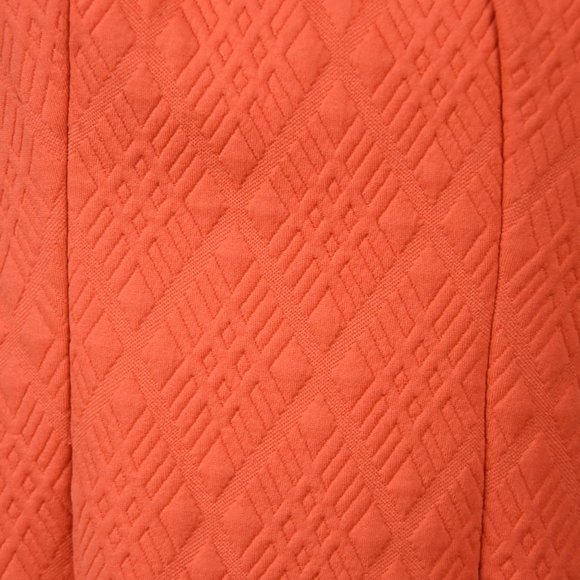 New York & Company Orange Embossed Fabric Fit and Flare Sleeveless Dress - Picture 4 of 9